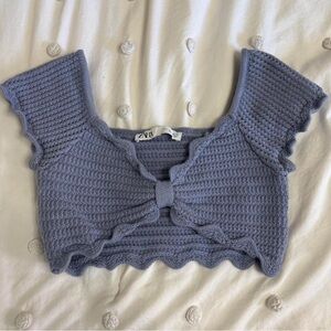 ZARA Blue Knit Crop Top